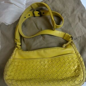 Bottega Veneta Yellow Woven Leather Shoulder Bag